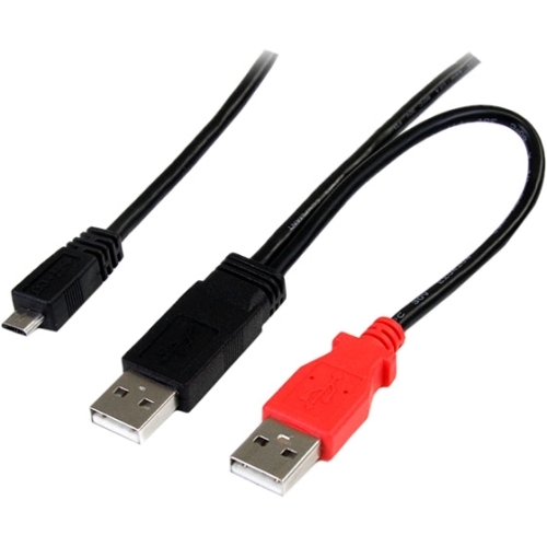 StarTech.com USB2HAUBY3 StarTech.com 3 ft USB Y Cable for External Hard Drive - Dual USB A to Micro B